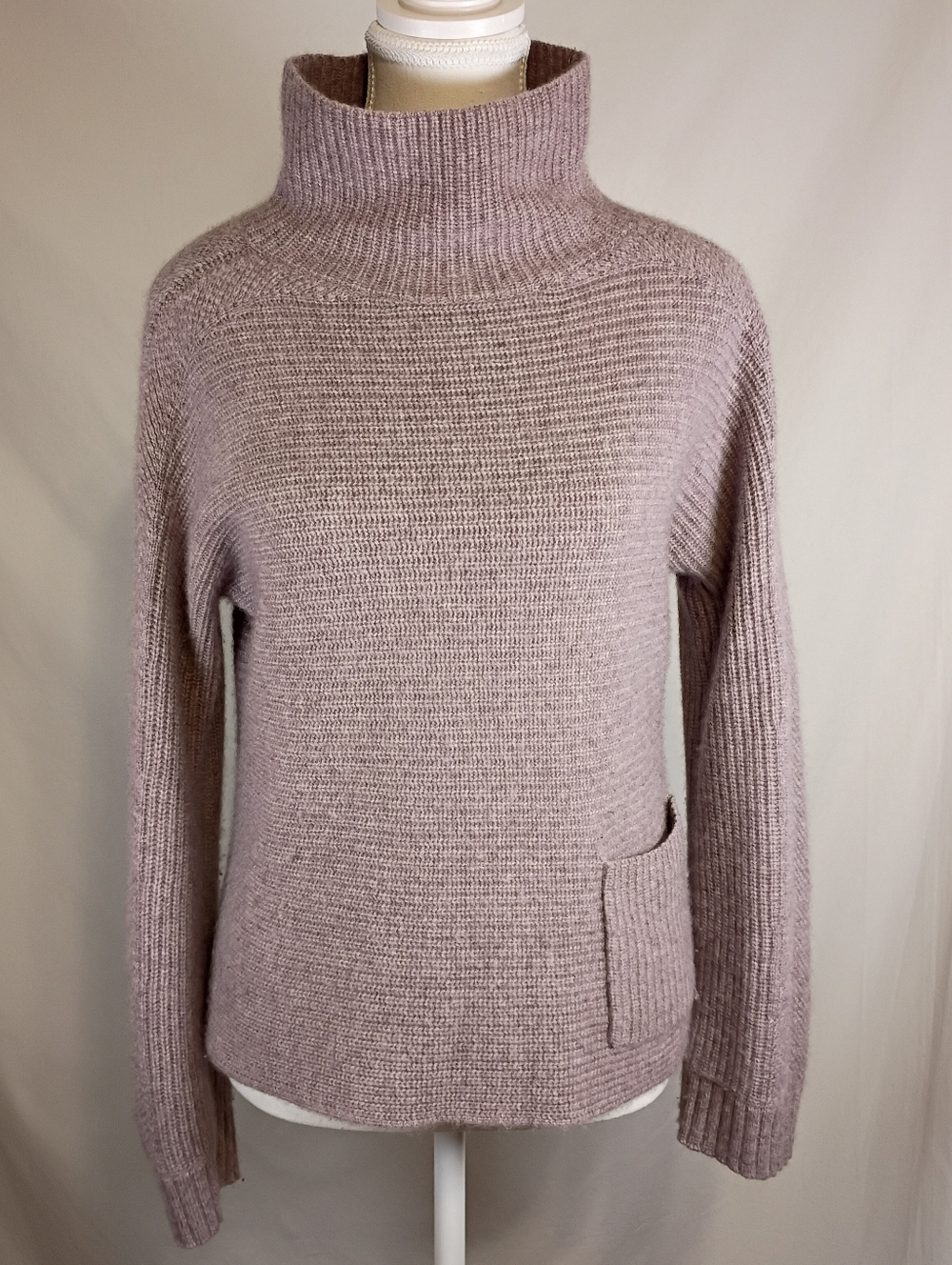 Poetry Women's XS Funnel Neck  100% Dusty Lilac   Cashmere Front Pocket